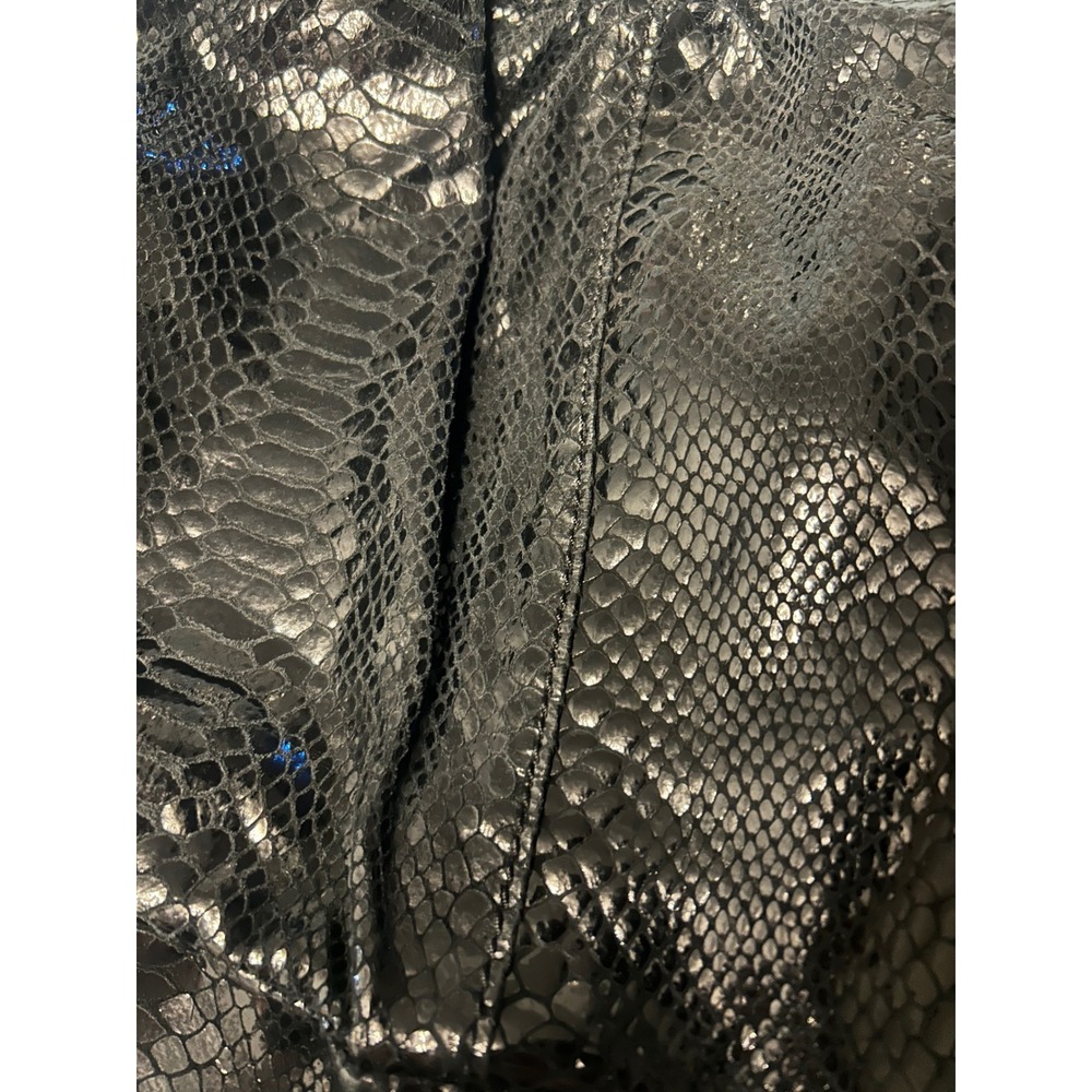 Perlina Black Python Embossed Leather Slouchy Hob… - image 3